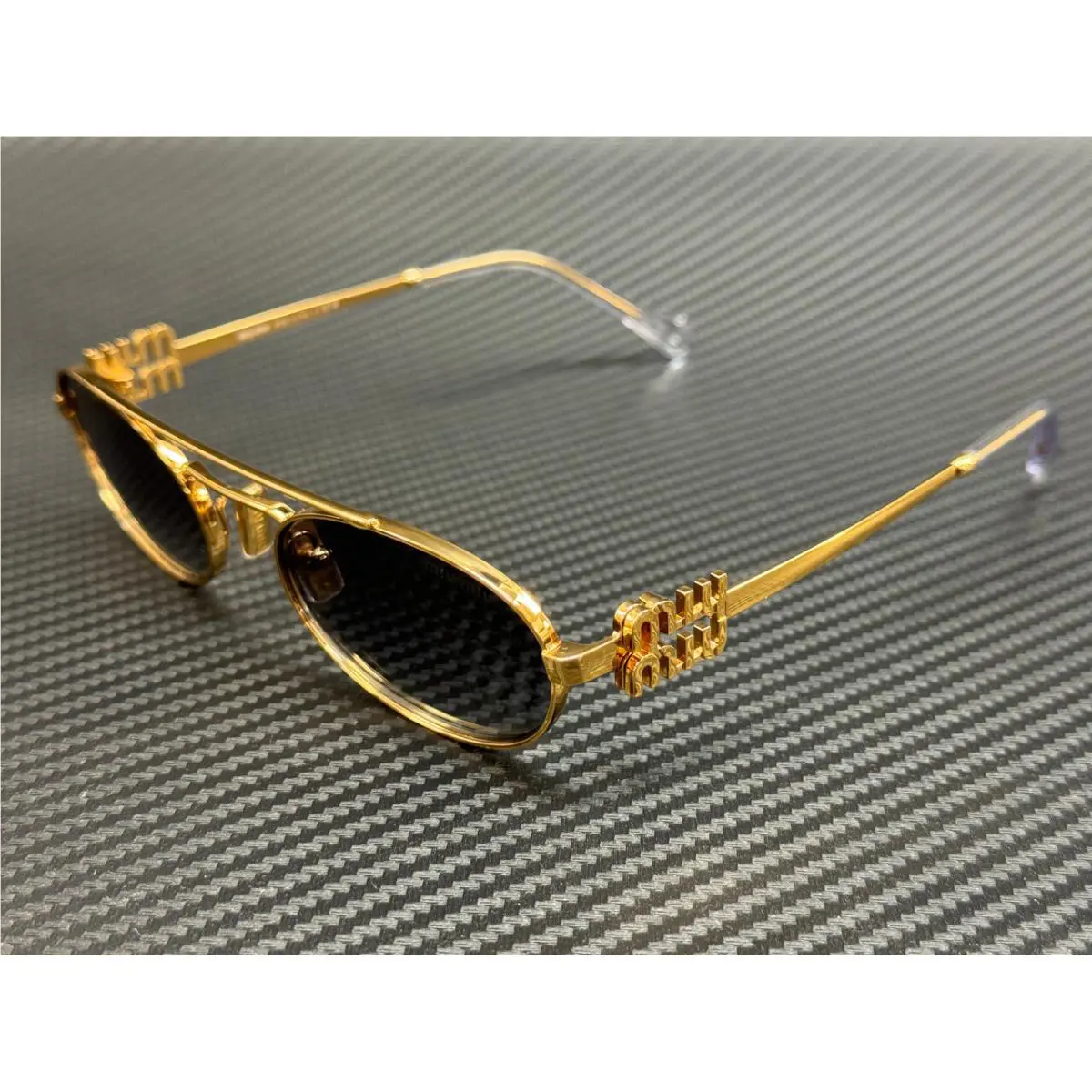 Miu Miu MU 54ZS 5AK30C Gold Blue Gradient Mirror Women`s 53 mm Sunglasses
