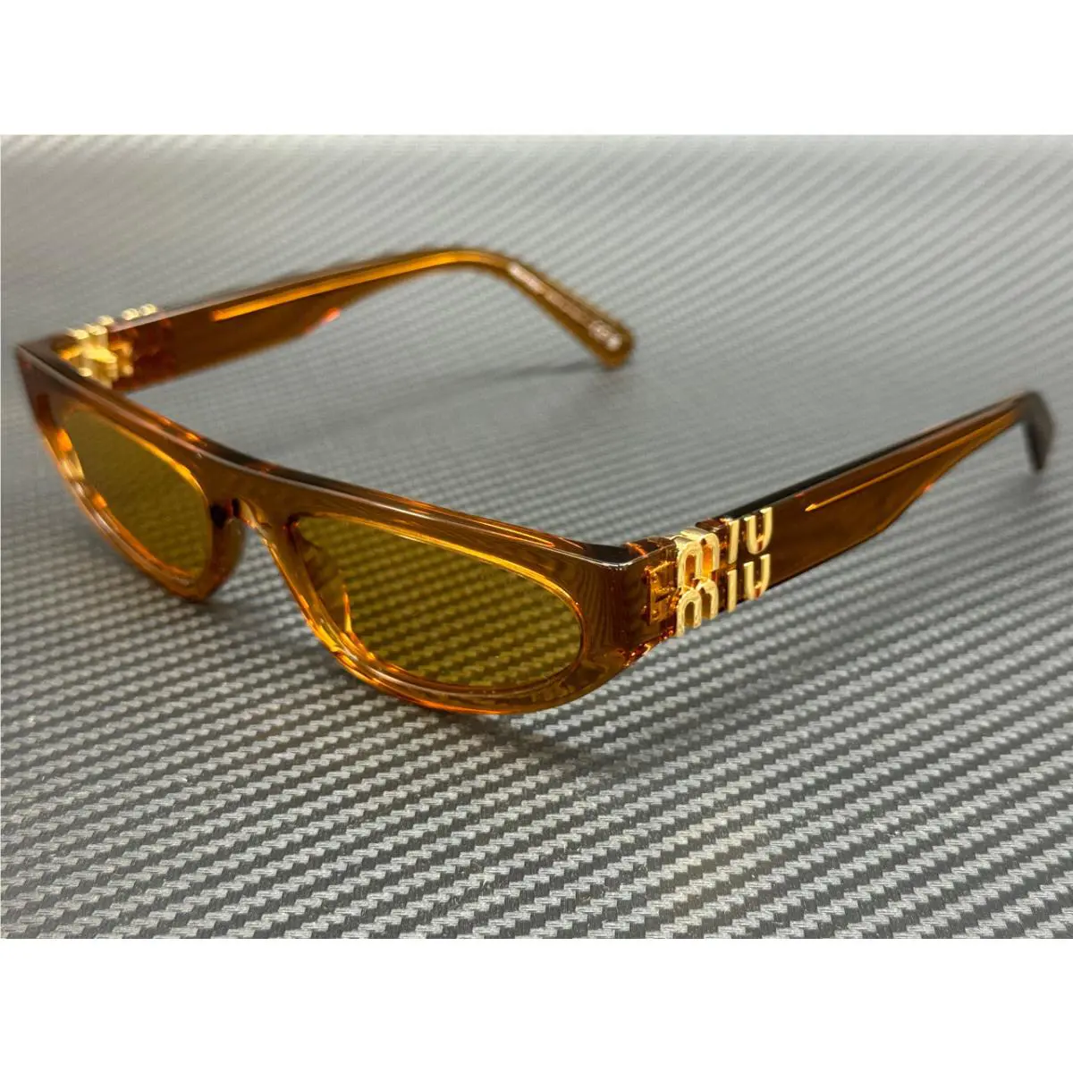 Miu Miu MU 07ZS 15T0B7 Caramel Transparent Yellow Women`s 56 mm Sunglasses