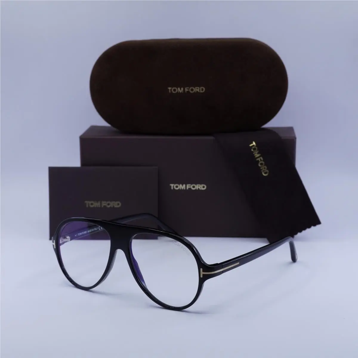 Tom Ford FT5012-B 001 Shiny Black/clear Blue Light Block 53mm Eyeglasses