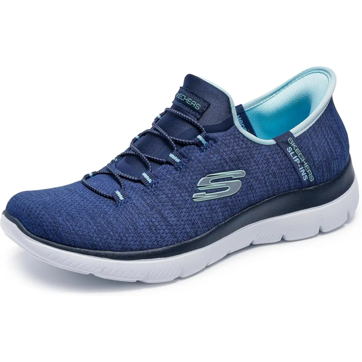 Skechers Women`s Hands Free Slip-ins Summits-everyday Set Sneaker - Nvaq=navy/Aqua