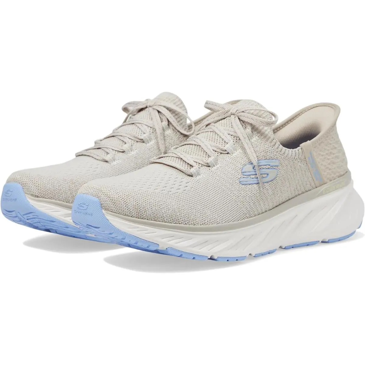 Skechers Women`s Hands Free Slip-ins Edgeride Sneaker - Ntlb=natural/Light Blue