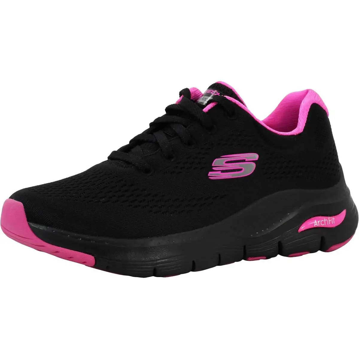 Women`s Arch Fit-sunny Outlook Sneaker Black/Hot Pink by Skechers