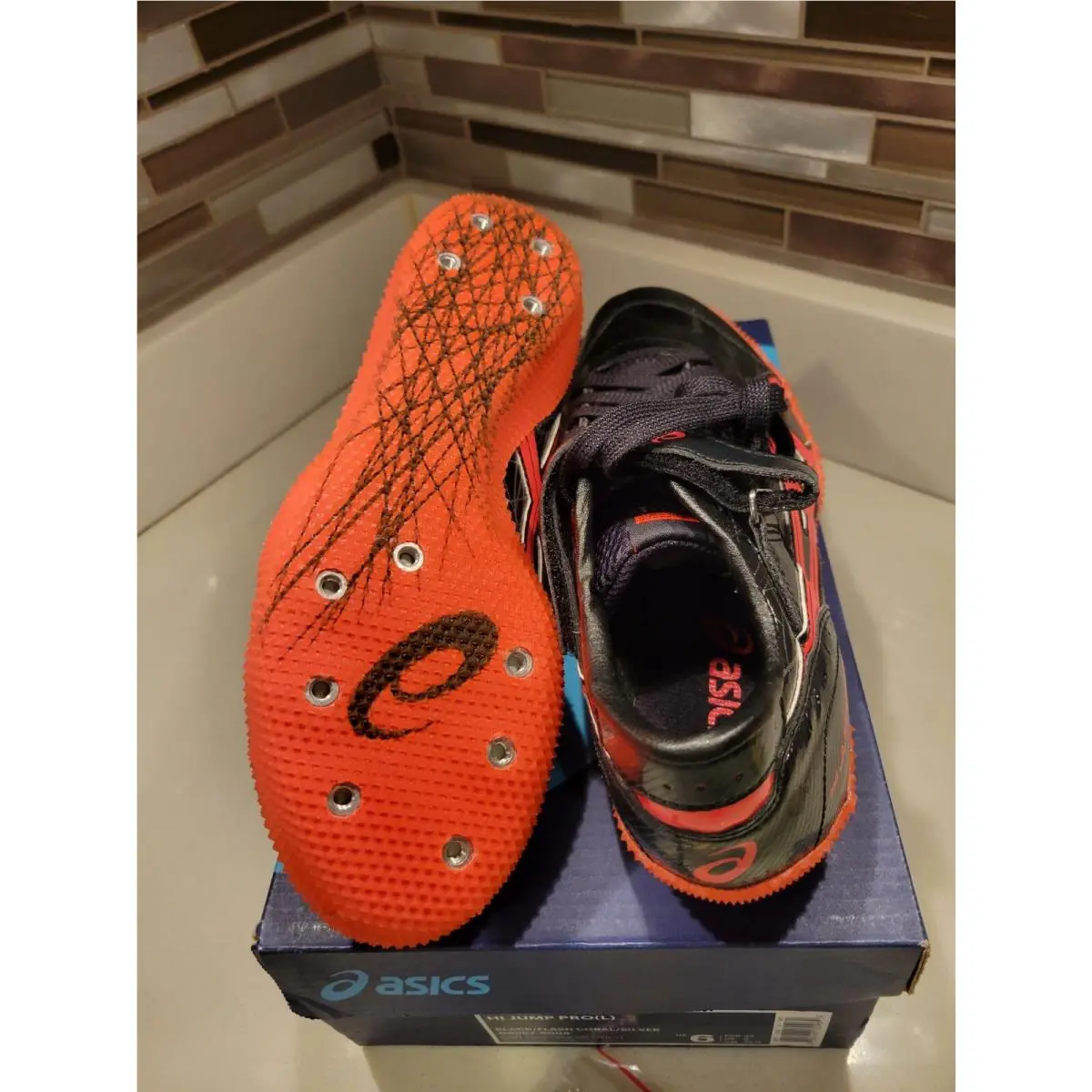 Asics shoes - ASICS Jump Pro L - Jump Pro - G608Y - Black / Flash Coral / Silver 2