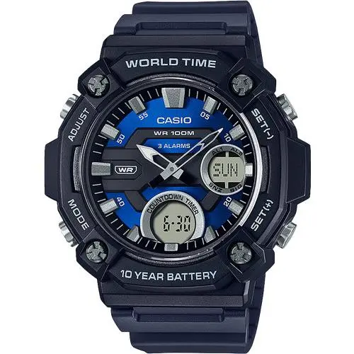 Casio AEQ120W-2AV Digital/analog 3 Alarms 10 Year Battery Resin World Time