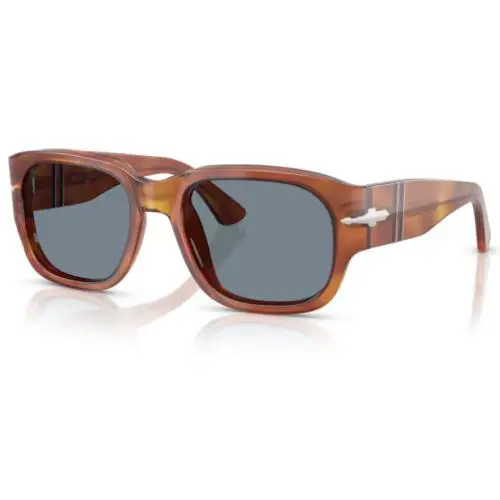 0PO3380S 96/56 Terra di Siena/light Blue Squared 55 mm Men`s Sunglasses by Persol