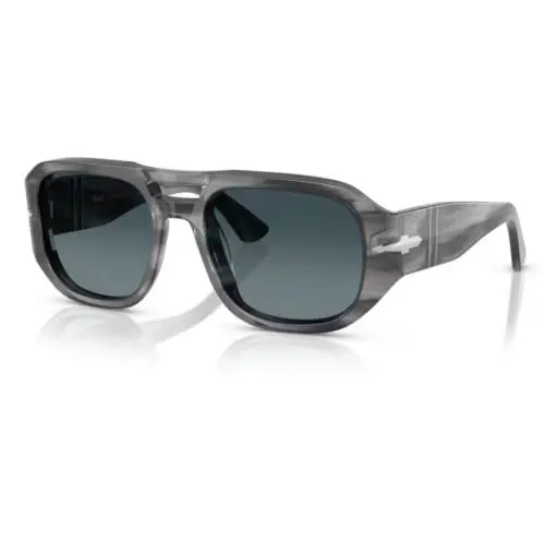Persol 0PO3373S Vincent 1192S3 Grey/light Dark Blue Gradient Men`s Sunglasses - Frame: Stripped Grey, Lens: Light and Dark Blue Gradient
