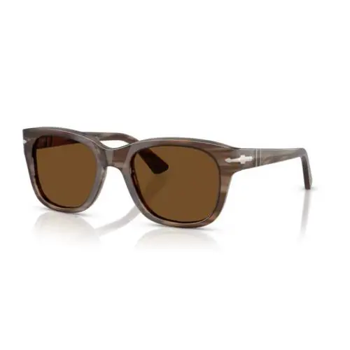 0PO3372S 120857 Striped Brown/brown Polarized Square Men`s Sunglasses by Persol