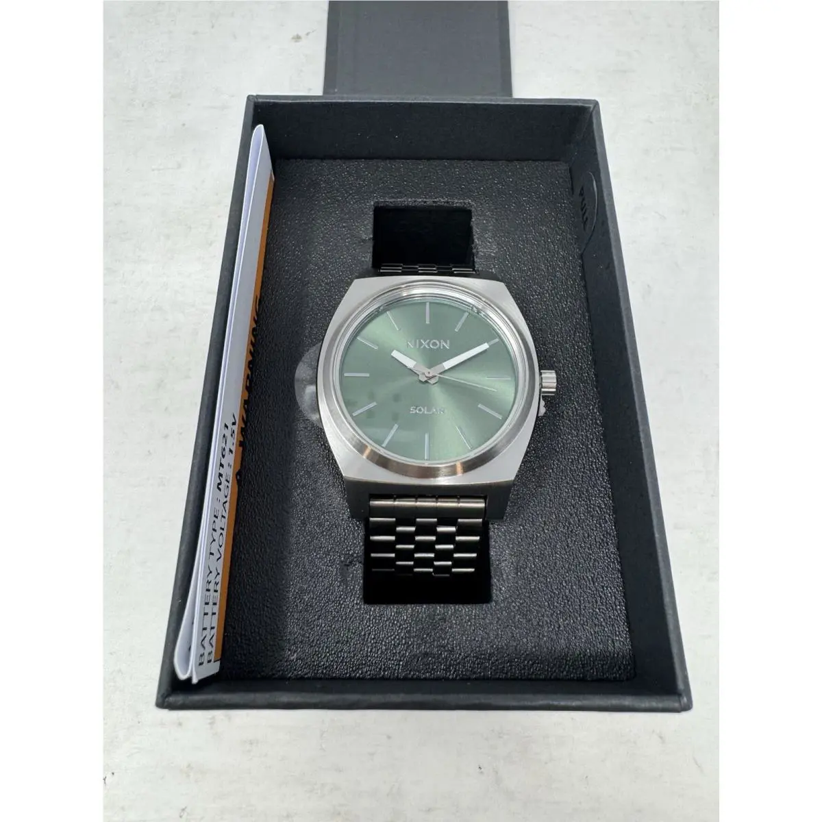 Nixon Time Teller Solar Watch Silver/jade Sunray Stainless Steel Watch
