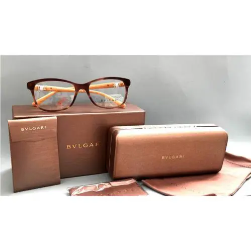 Bvlgari Italy 4133-B-F 5240 Rectangular Brown Tortoise Eyeglasses 18
