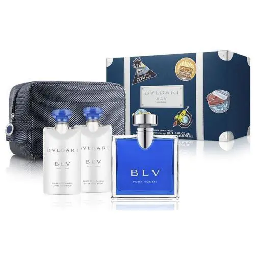 Blv  4pc Set 3.4oz Edt + 2 x 2.5oz After Shave Balm + Trousse by Bvlgari