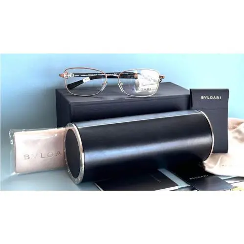 Bvlgari Italy 2170-B 376 Rectangular Silver Black Eyeglasses 3