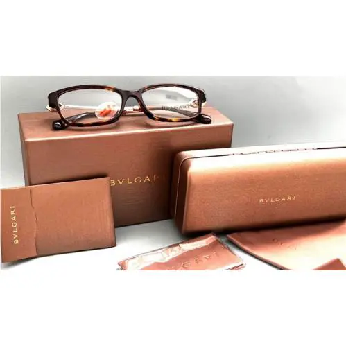 Bvlgari Italy 4180-B-F 504 Rectangular Gold Havana Eyeglasses 17
