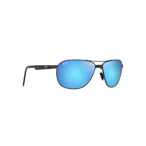 Maui Jim Castles Hawaii Blue Matte Dark Ruthenium with Black MJ0728S-003 - Frame: Matte Dark Ruthenium with Black, Lens: HAWAii BLUE