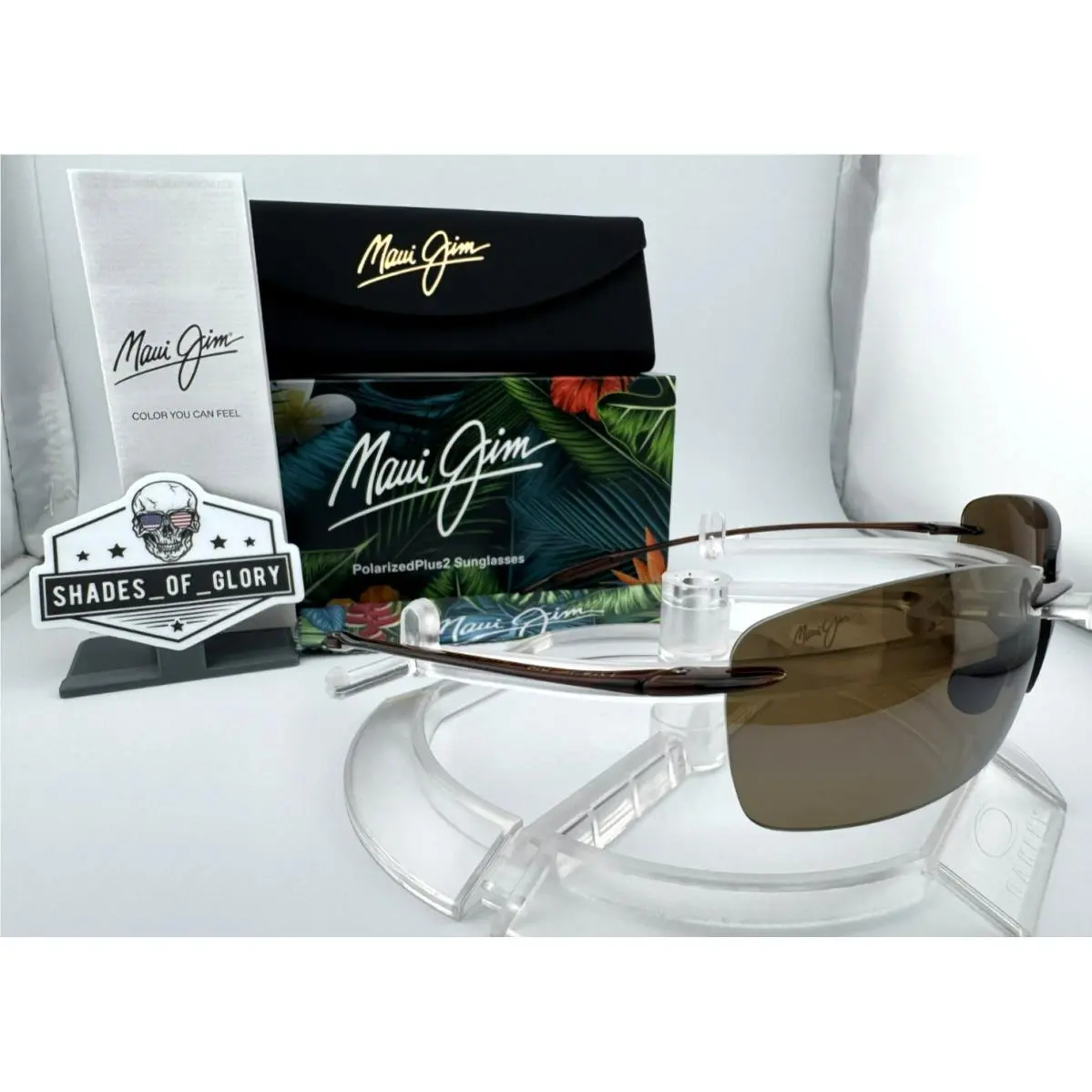 Maui Jim Lighthouse MJ H423-26 Rootbeer Hcl Bronze Polarized Rimless Sunglasses - Frame: Rootbeer, Lens: HCL Bronze Polarized