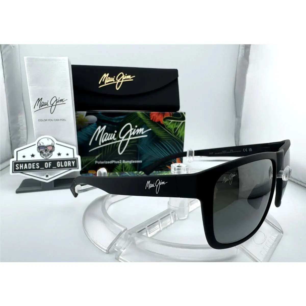Maui Jim Puakea MJ 670-02 Matte Black W/ Neutral Grey Polarized Glass Sunglasses - Frame: Matte Black, Lens: Neutral Grey Polarized
