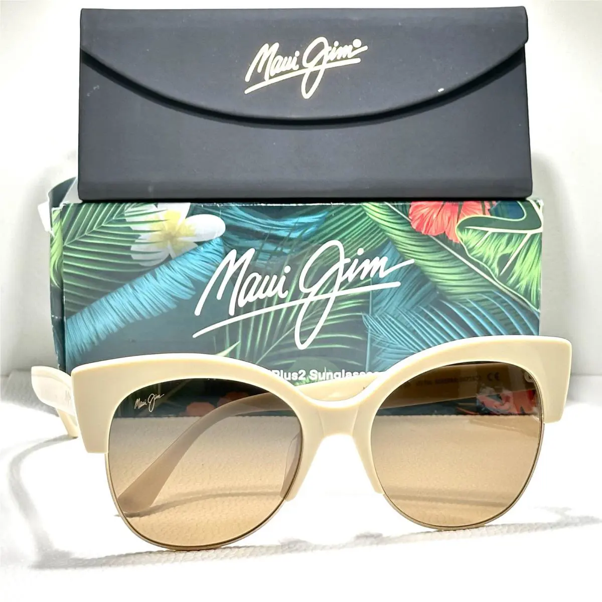Maui Jim Mariposa Ivory Gold Bronze Glass Round Cat-eye Butterfly HS817-22C