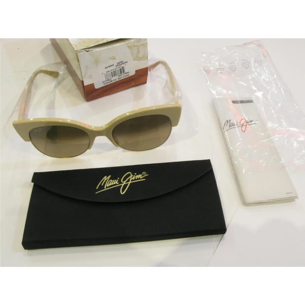 Maui Jim Mariposa Ivory Gold Bronze Glass Round Cat-eye Butterfly HS817-22C