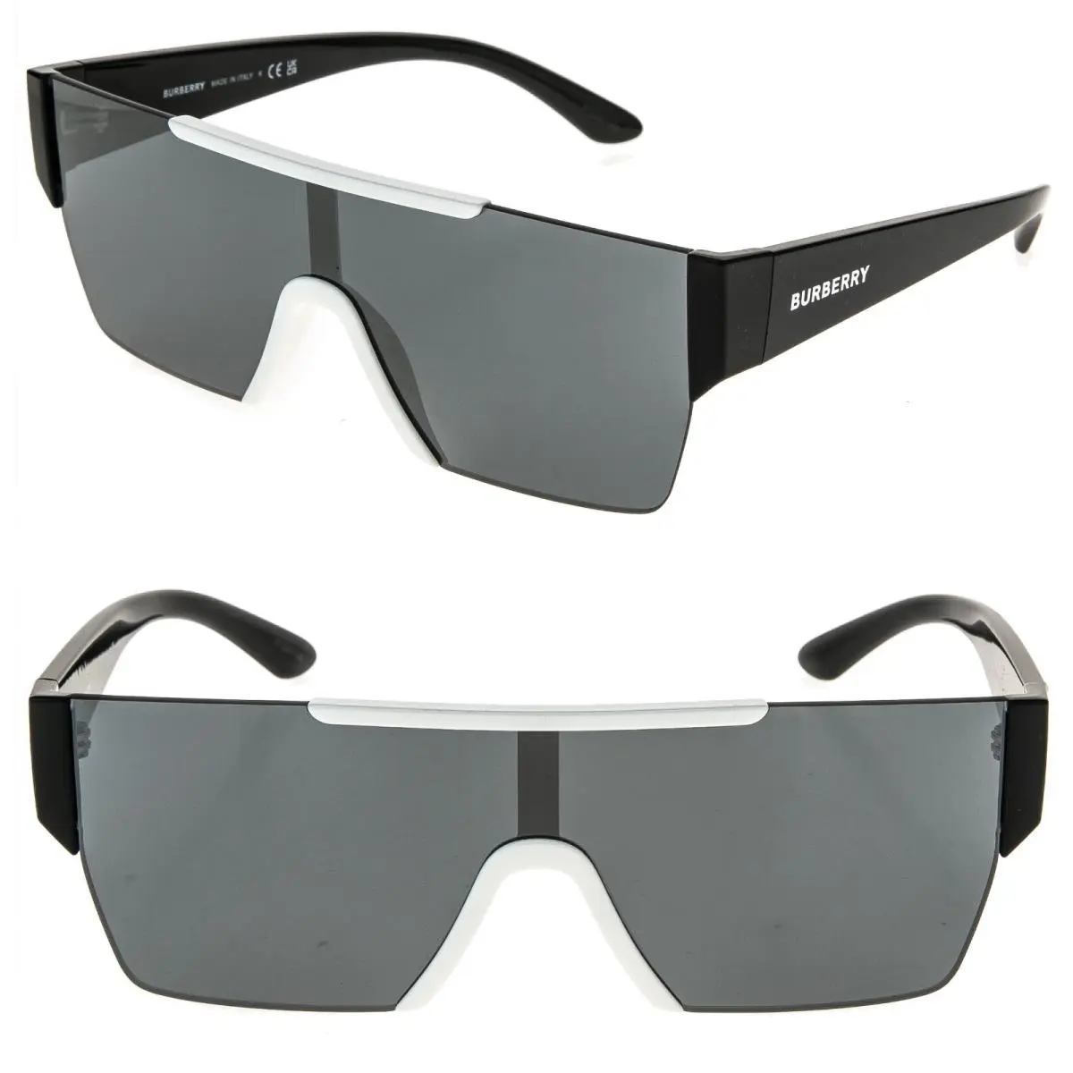 4291 BE4291 Black White Rectangular Logo Mask Unisex Sunglasses by Burberry