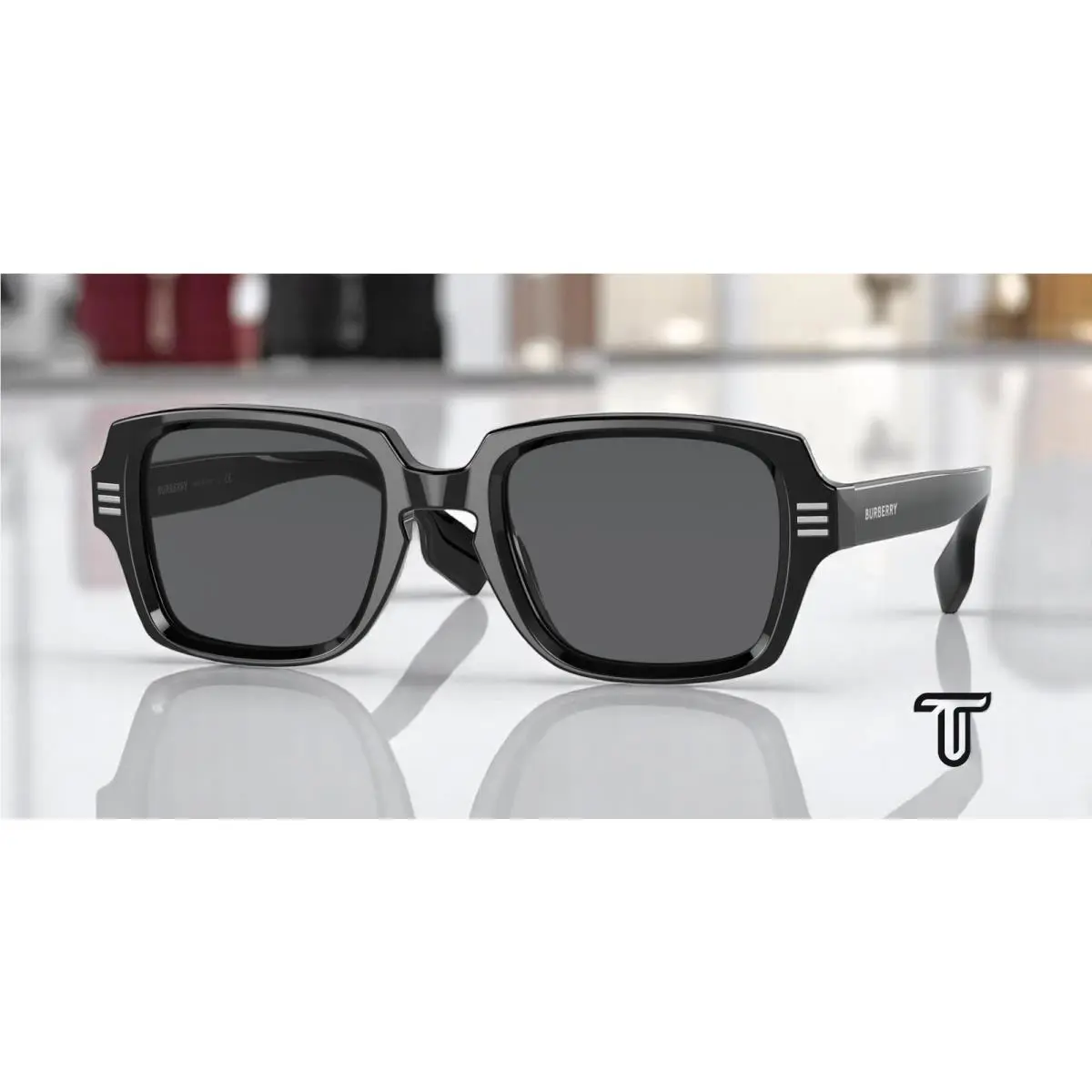 Burberry Eldon BE4349 300187 Black Dark Grey 51 mm Men`s Sunglasses