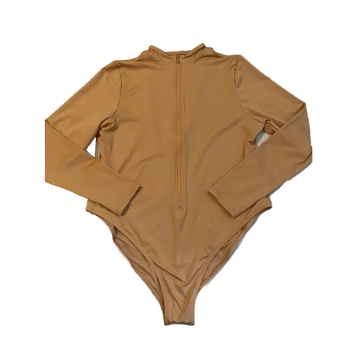 Skims Swim Zip Front Long Sleeve One Piece Swimsuit Womens 3X Color Ochre