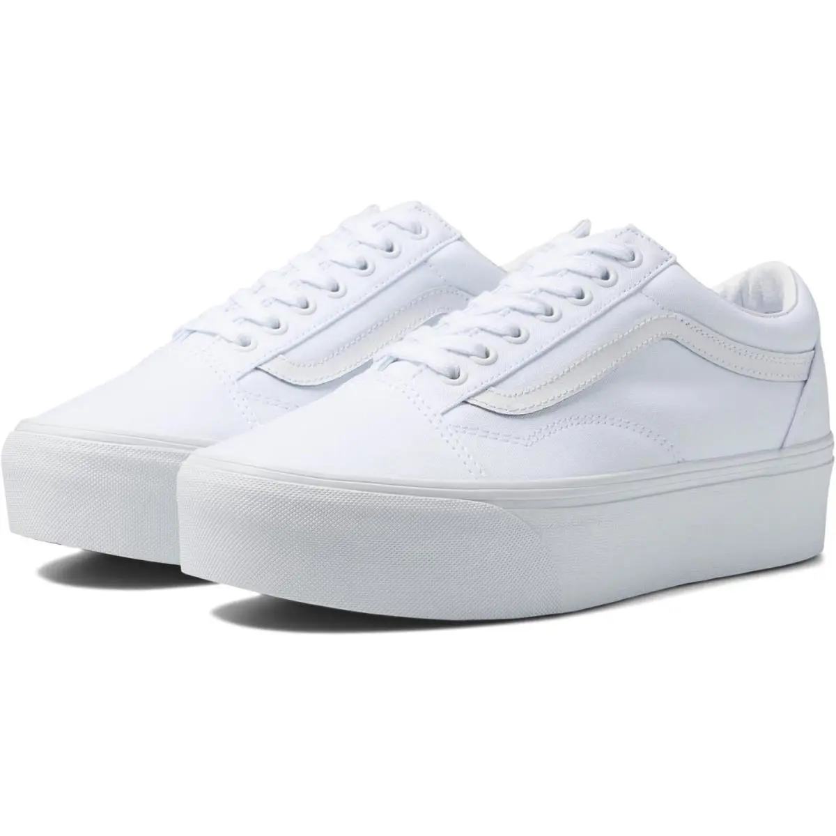 Vans Men Women Old Skool Stackform True White VN0A7Q5MW00 Canvas Upper - White