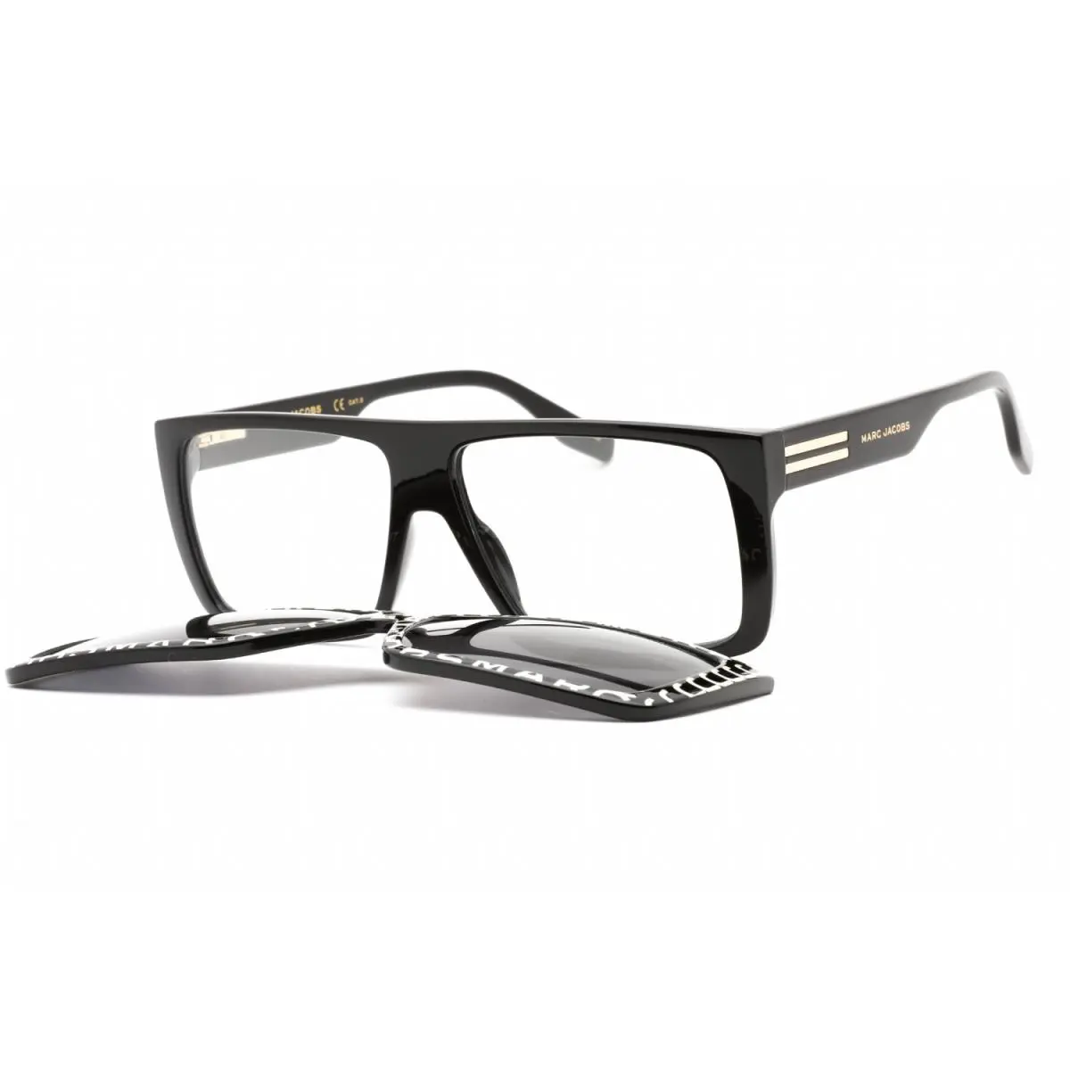 Marc 672/CS 03K IR Sunglasses Black White Frame Gray Lenses 58mm by Marc Jacobs