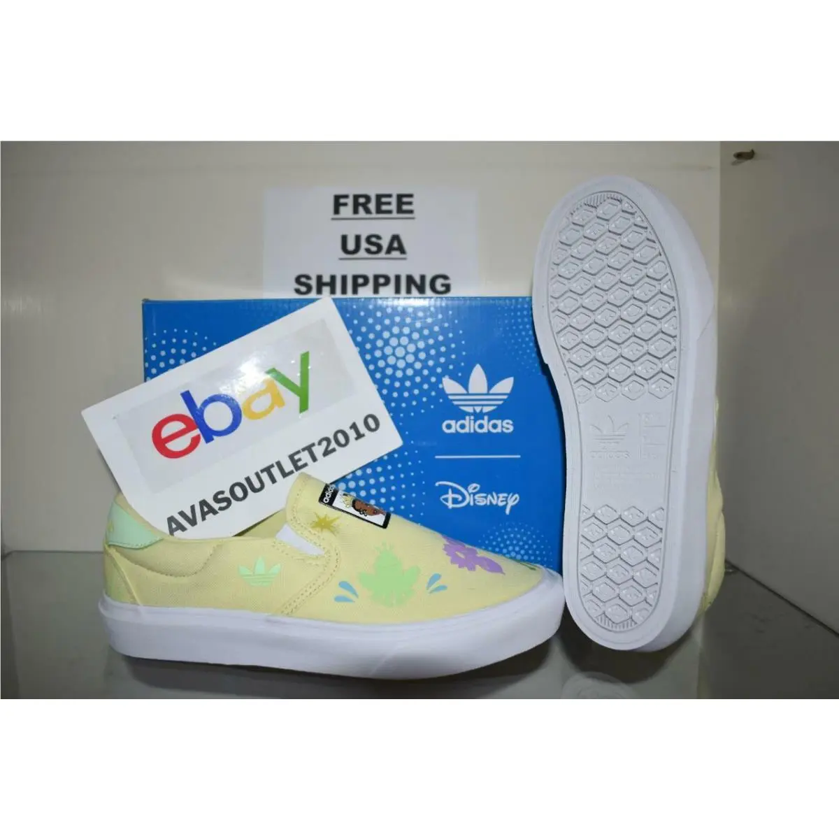 Adidas Disney Court Rallye Slip-on Shoes H02653 The Princess and The Frog