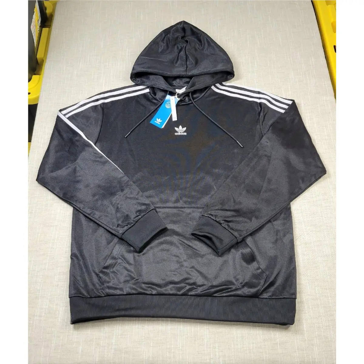 Adidas Originals Hoodie S M L XL 2XL Mens Black White Trefoil High Shine Sweater