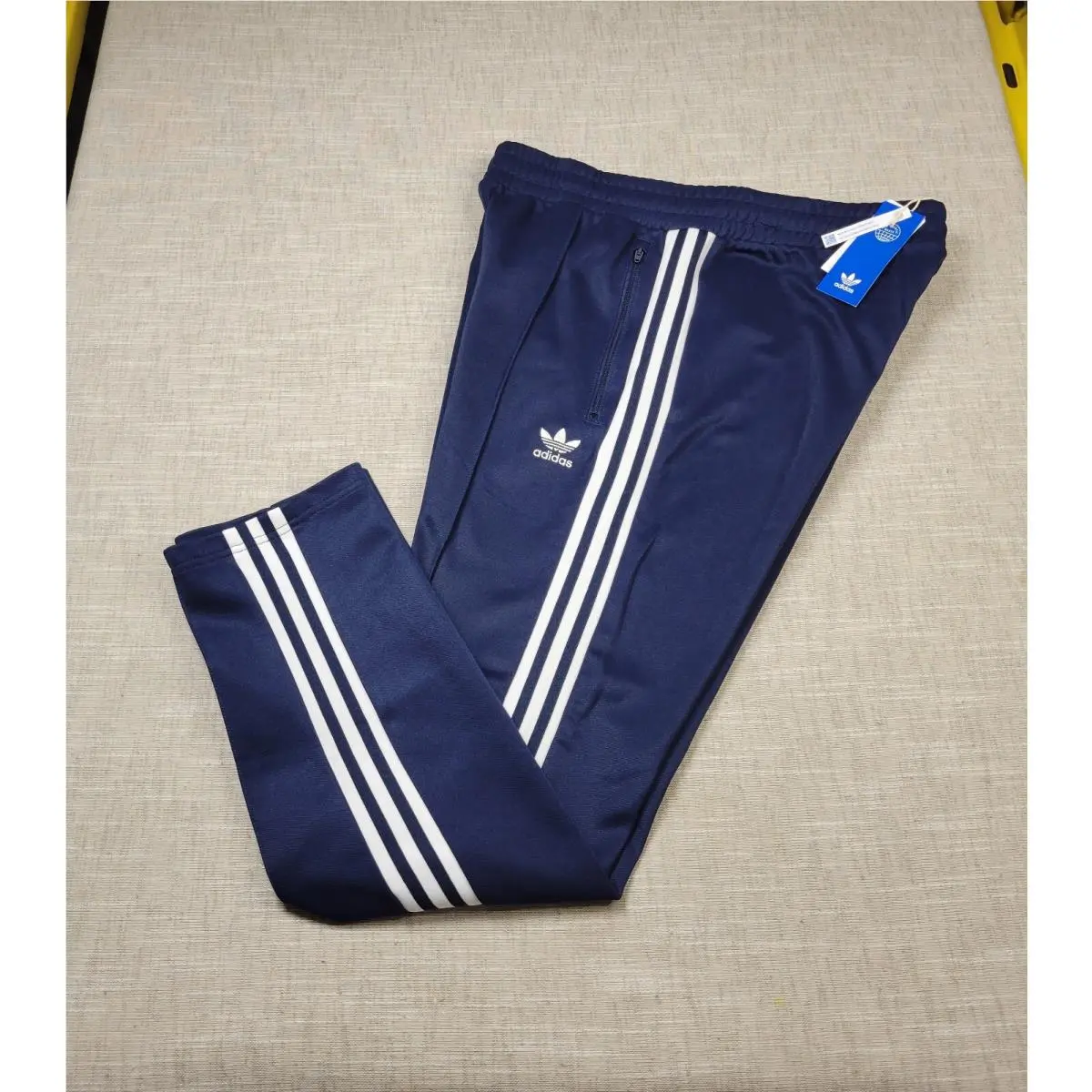Adidas Beckenbauer Track Pants 2XL Mens Navy Blue White Slim Fit Trefoil Logo