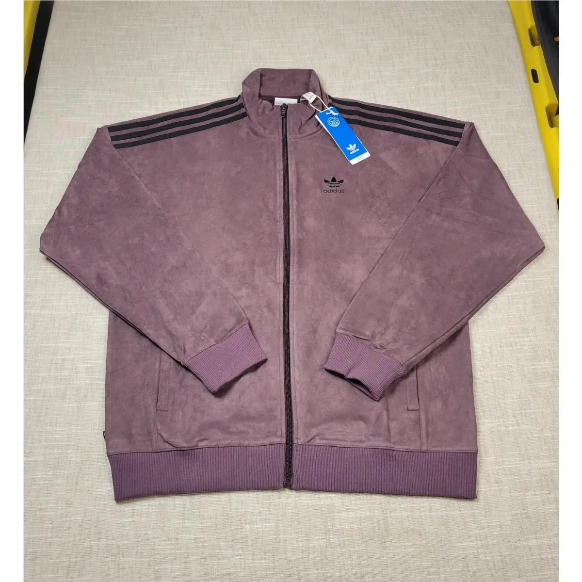Adidas Plush Track Jacket Small Mens Shadow Maroon Black Full Zip Originals