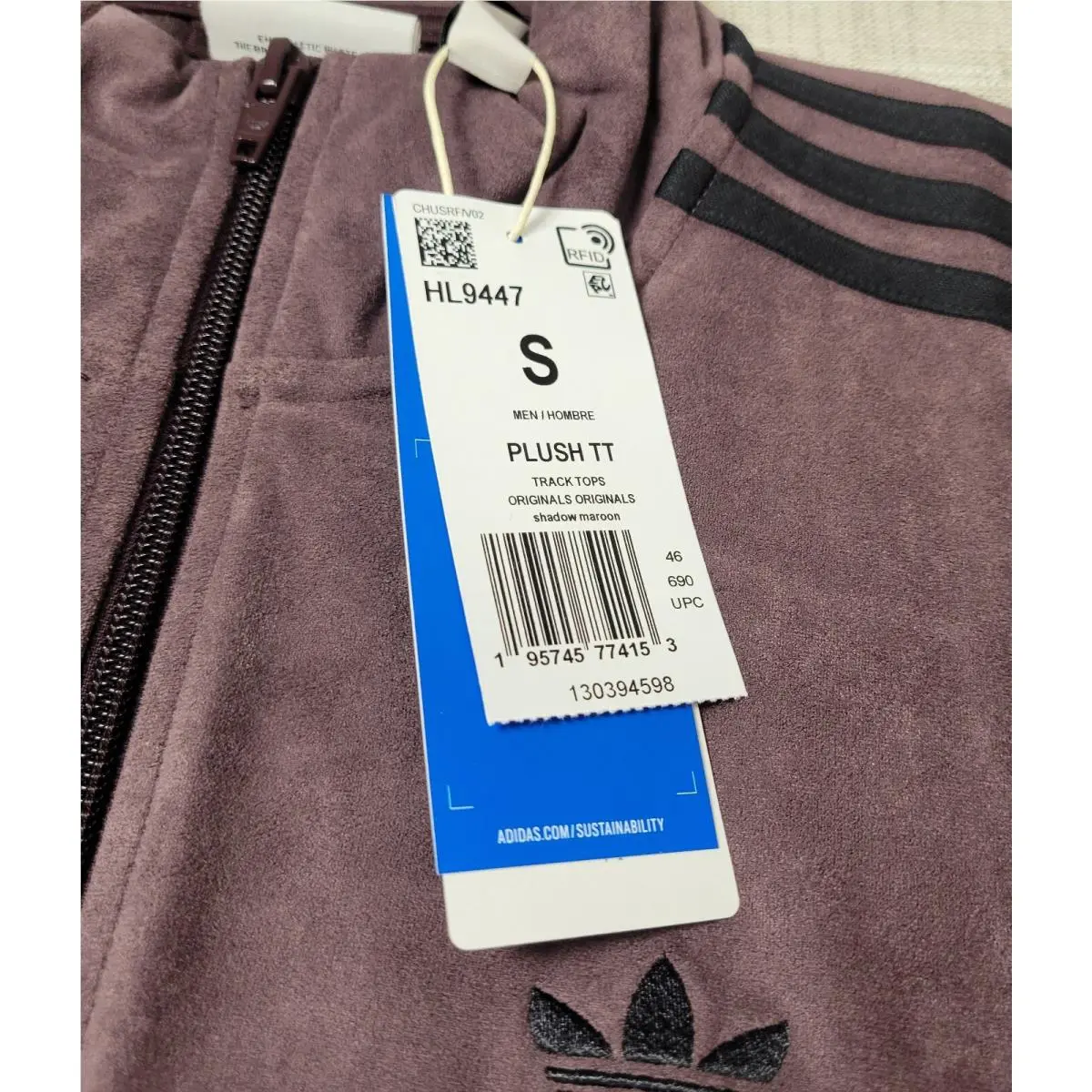 Adidas clothing - Adidas Originals Plush Track Jacket - HL9447 - Shadow Maroon Black 9