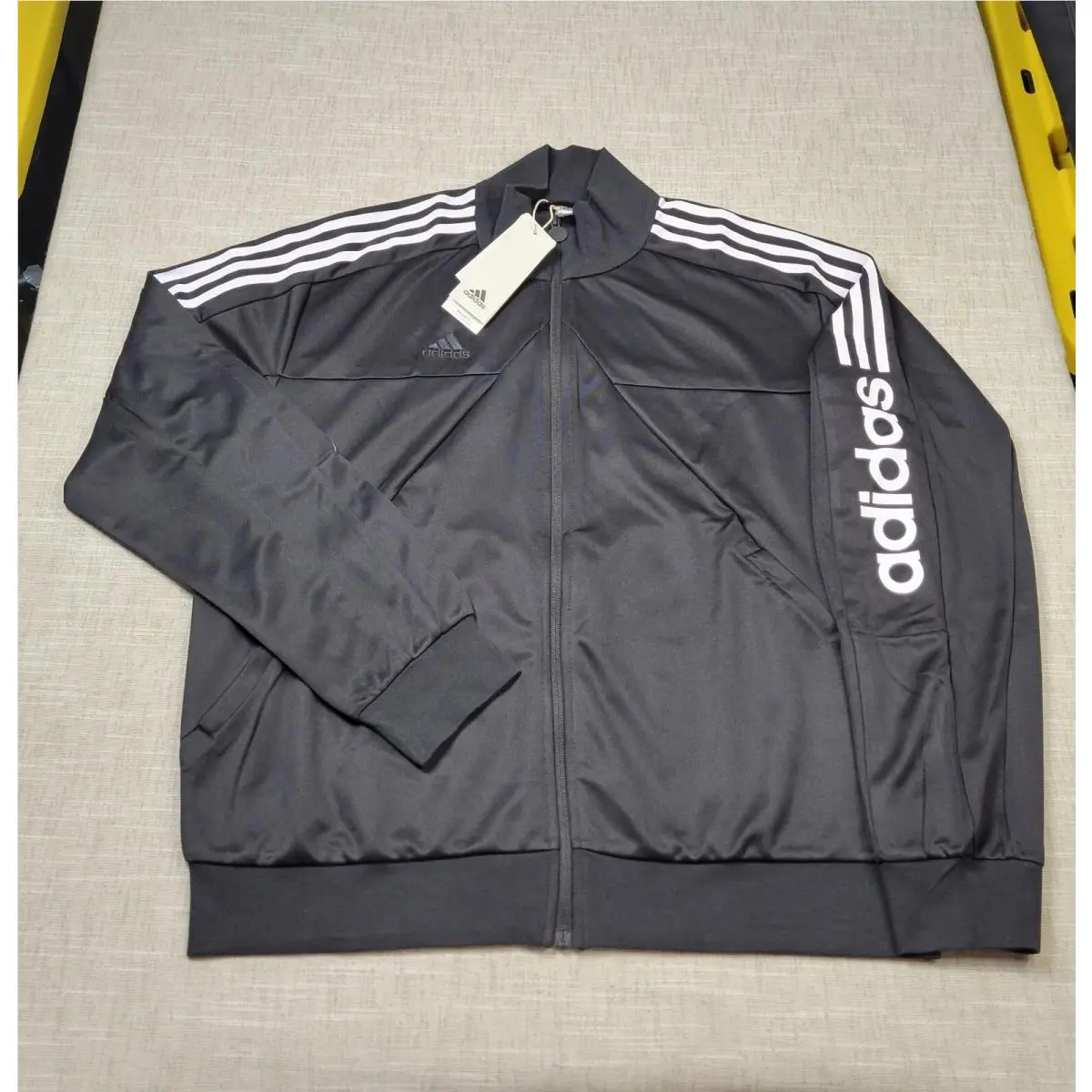 Adidas Tiro Track Jacket Medium Men Black White Wordmark Full Zip Logo Embroider