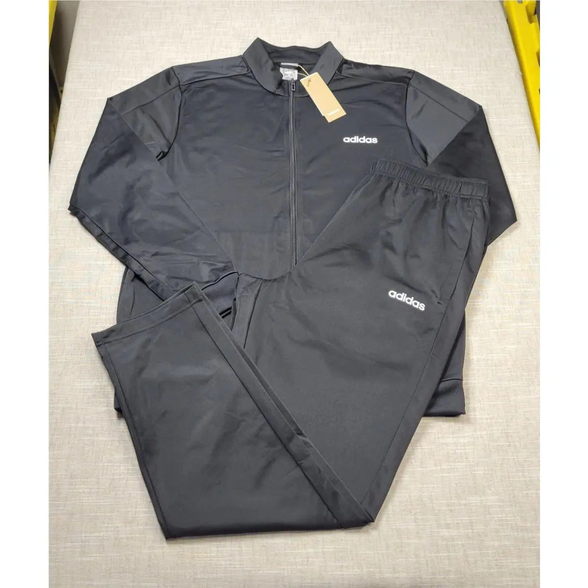 Adidas Tracksuit Jacket Pants Set XL Mens Black White Basic Essentials Zip