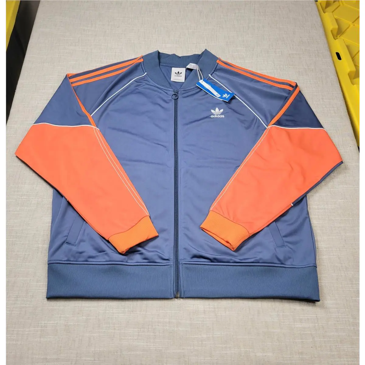 Adidas Superstar Track Jacket Large Mens Blue Orange Trefoil Full Zip