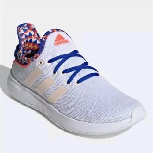 Adidas Women Size 7 Running Everyday Cloudfoam Pure Spw Gym Shoes White/red/blue