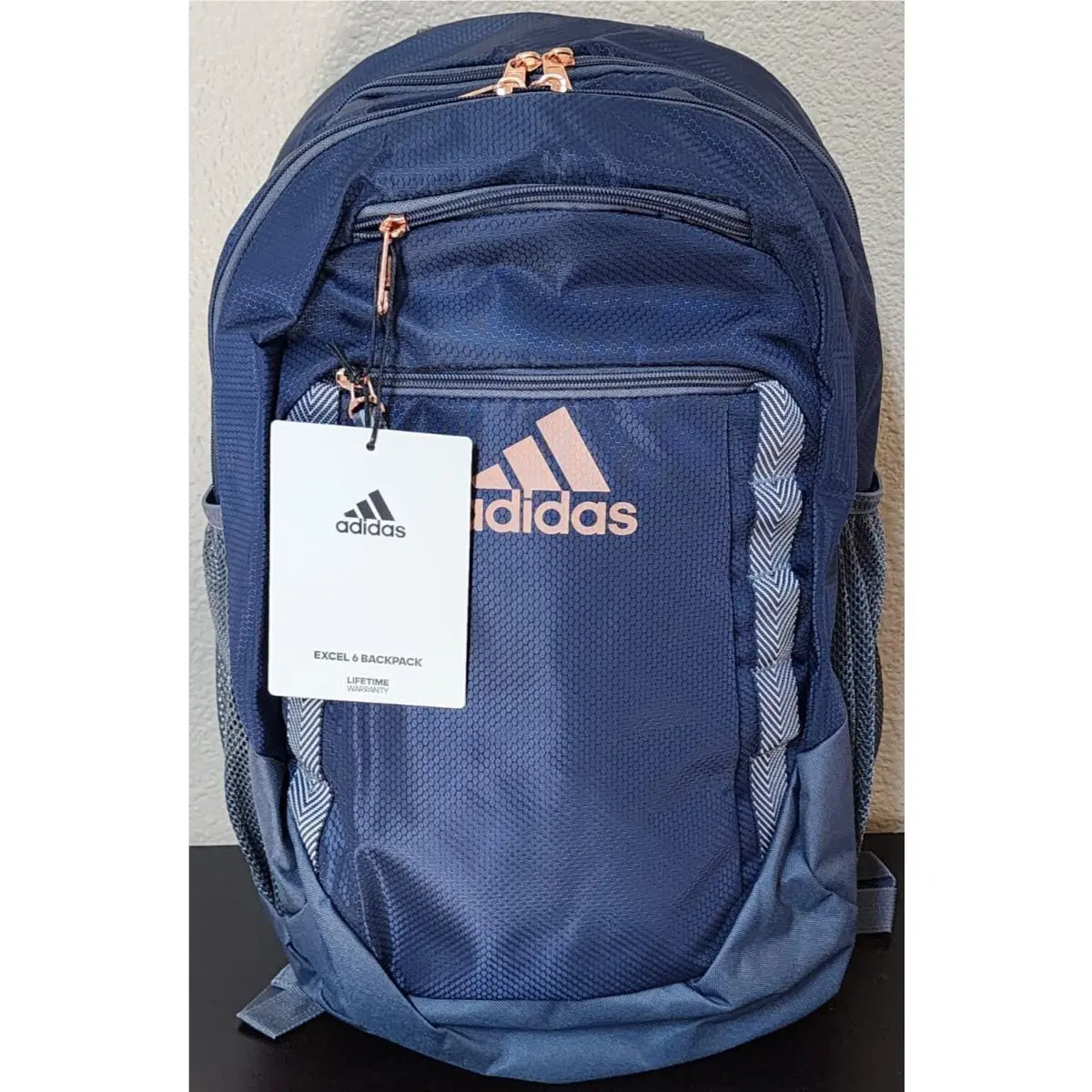 Adidas Excel 6 Backpack Shadow Navy Onix Grey Rose Gold Logo 5155179