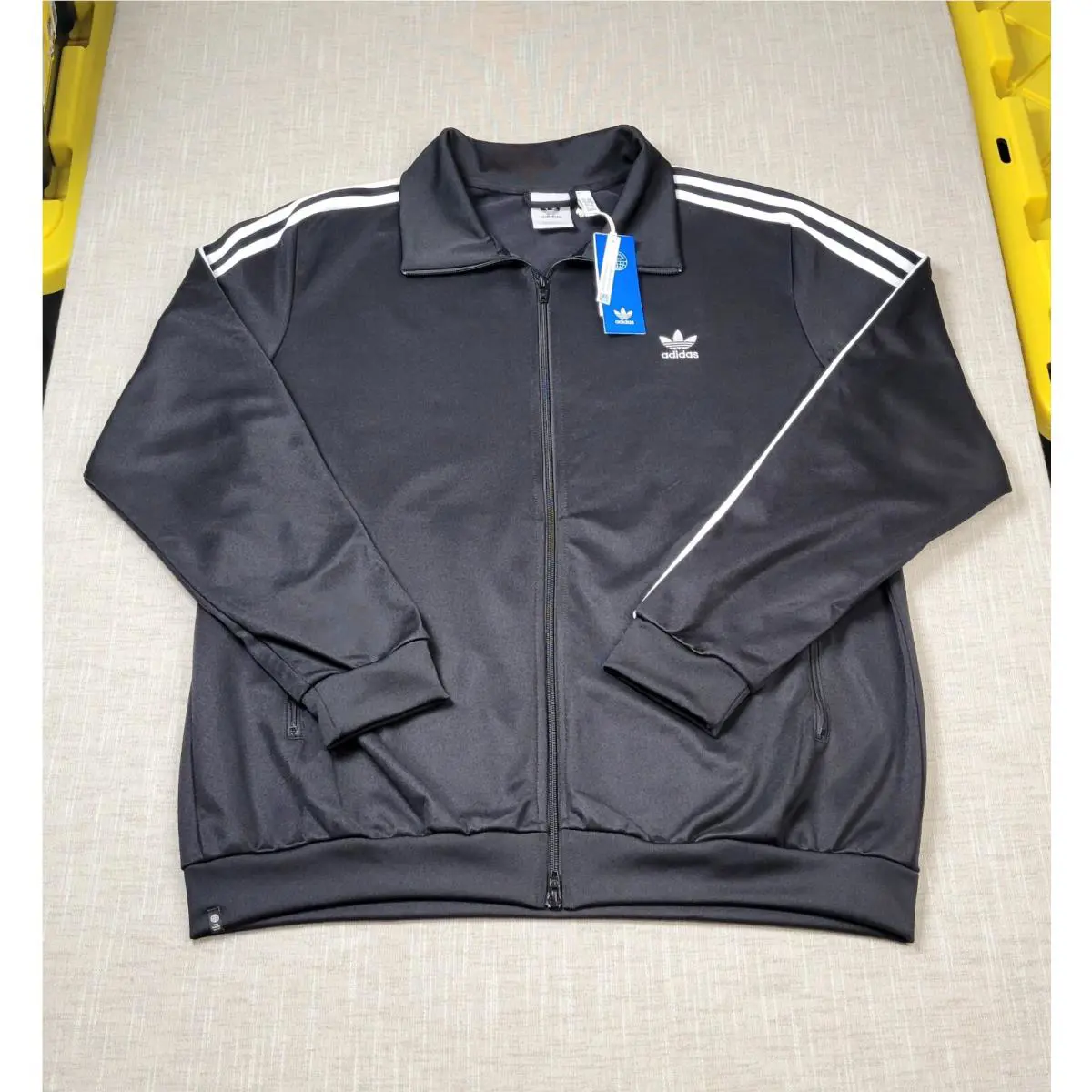 Adidas Beckenbauer Track Jacket 2XL Mens Black White Trefoil Logo Full Zip