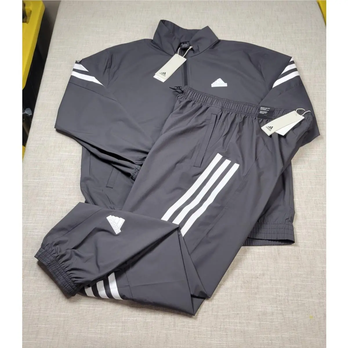 Adidas Future Icons Tracksuit Jacket Pants Set Small Mens Black Windbreaker