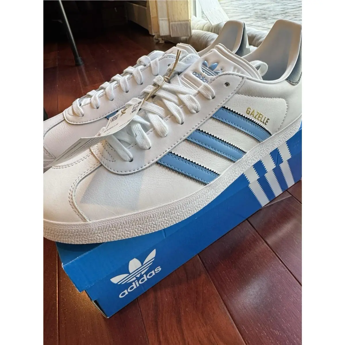 Men`s Adidas Originals Gazelle IG6210 Cloud White Semi Blue Night Indigo US 11