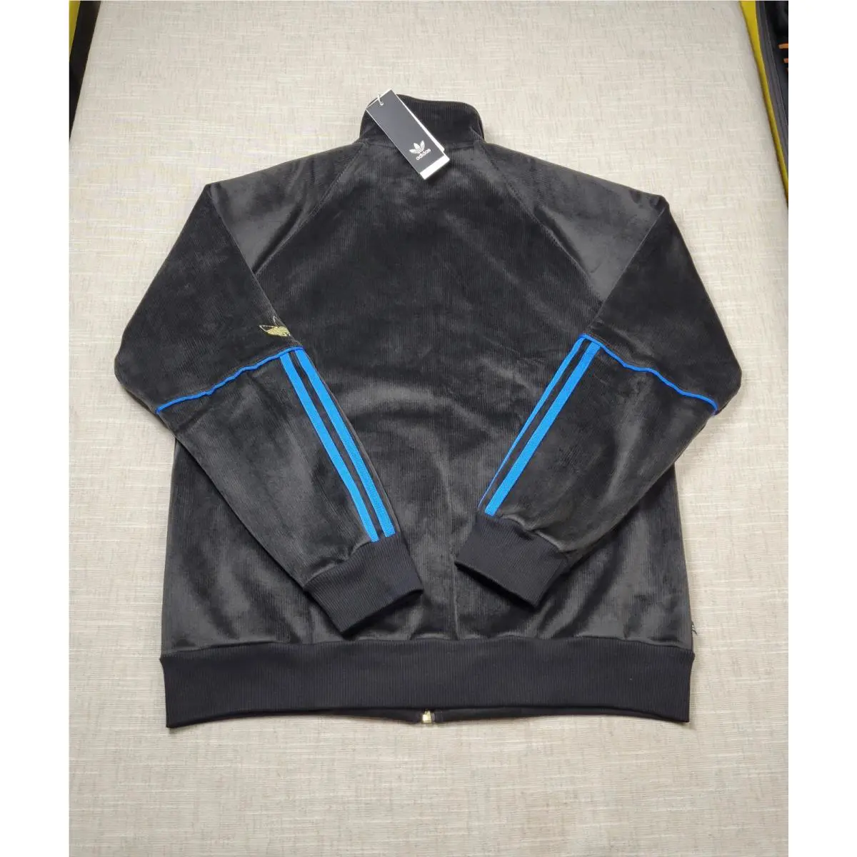 Adidas clothing - Adidas X Tyshawn Jones Track Jacket Velour - HN1842 - Black Blue Gold 0