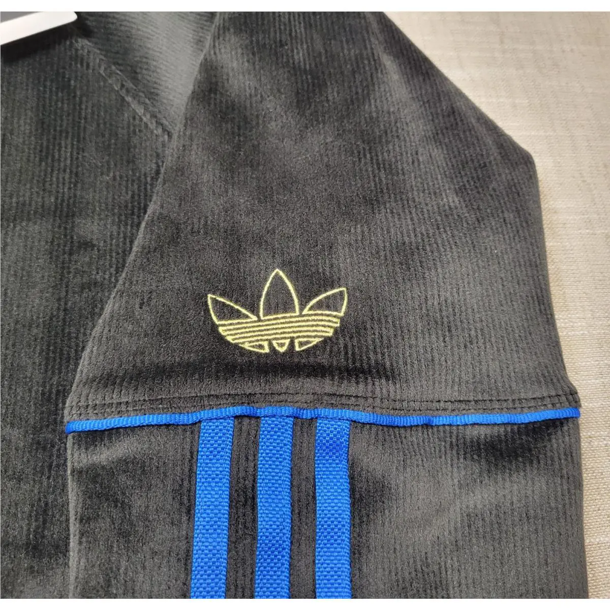 Adidas clothing - Adidas X Tyshawn Jones Track Jacket Velour - HN1842 - Black Blue Gold 2