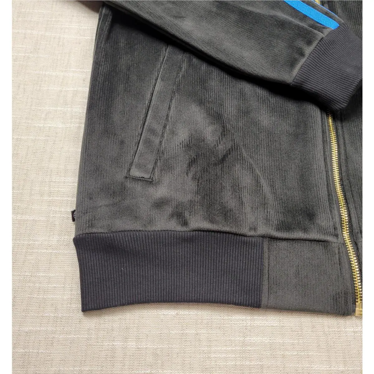Adidas clothing - Adidas X Tyshawn Jones Track Jacket Velour - HN1842 - Black Blue Gold 4