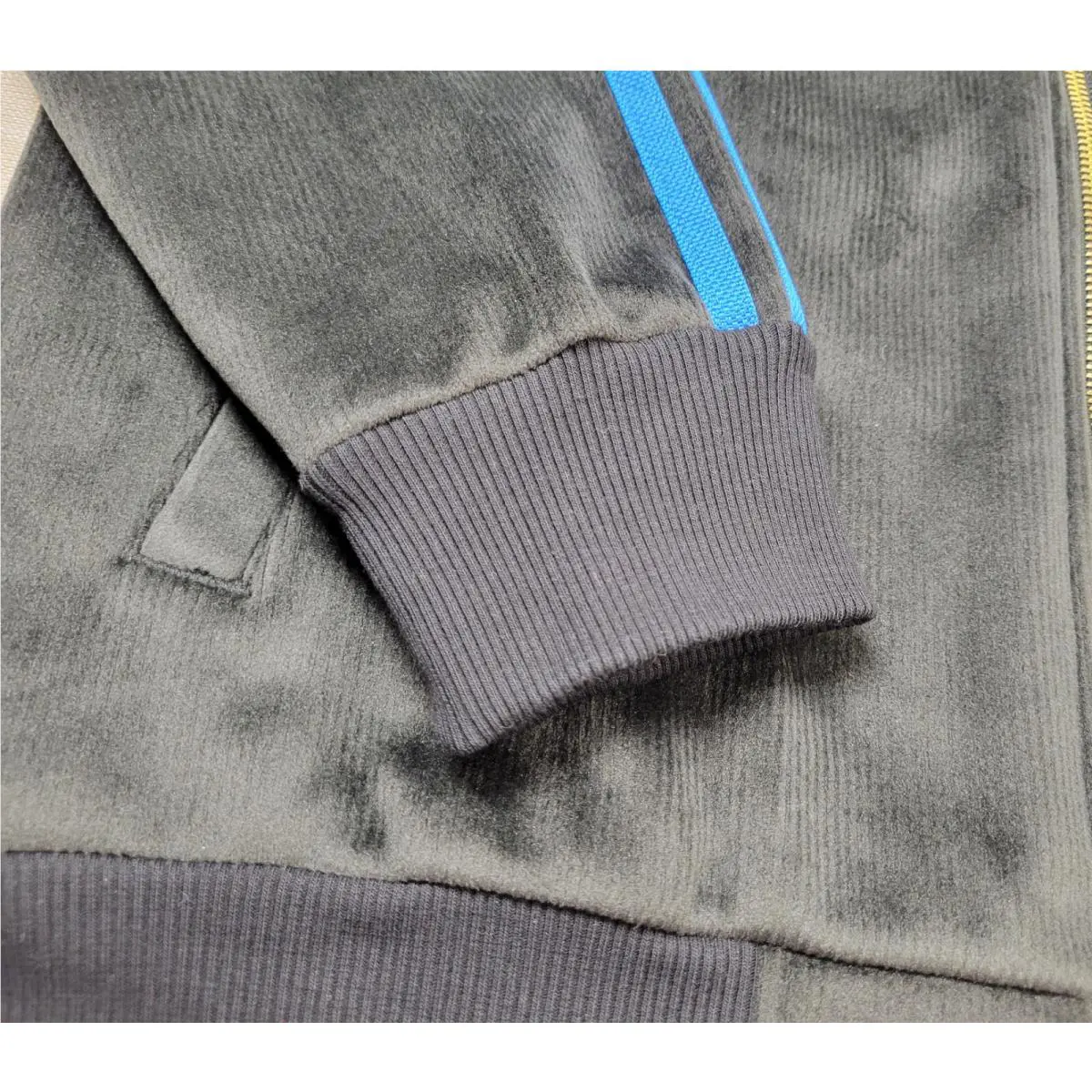 Adidas clothing - Adidas X Tyshawn Jones Track Jacket Velour - HN1842 - Black Blue Gold 5