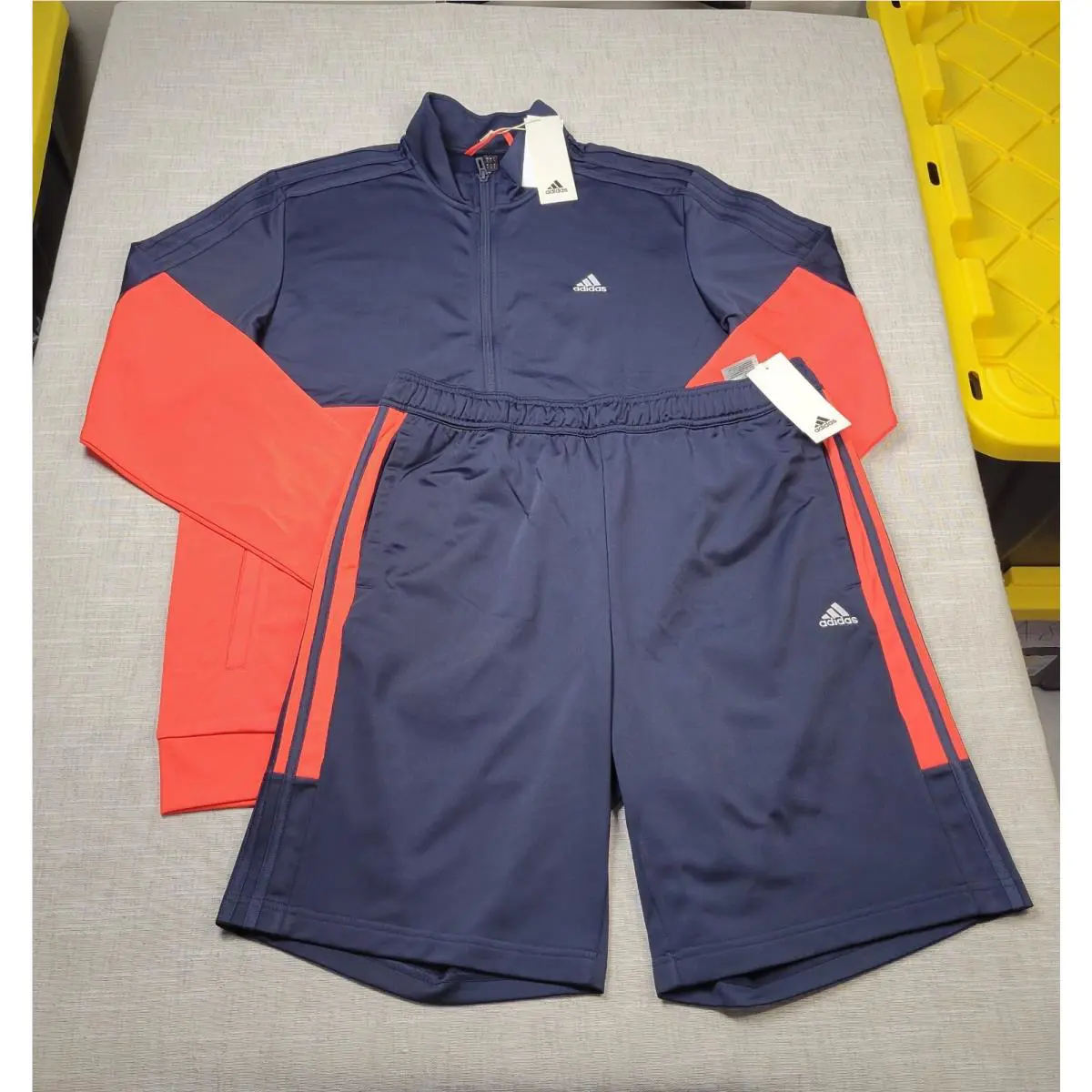 Adidas CB Track Jacket Shorts Set Large Mens Blue Red Zip Tricot Colorblock