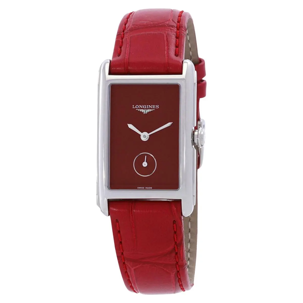 Longines Dolcevita Monochrome Red Dial Red Leather Womens Watch L5.512.4.91.2 - Dial: Red, Band: Red, Bezel: Silver