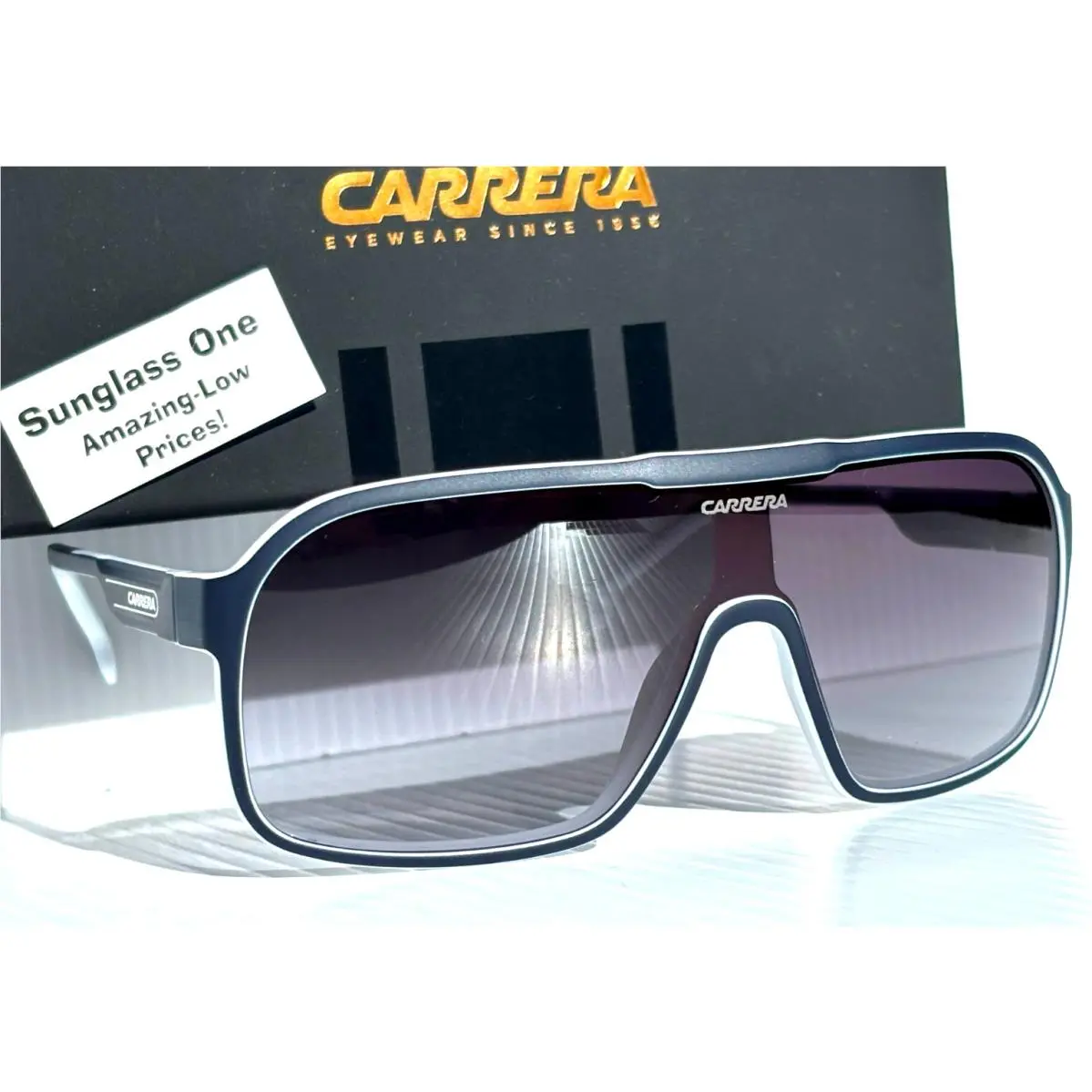 Carrera White Blue Frame Gradient Grey Lens Sunglass 1046/S 0JU9O
