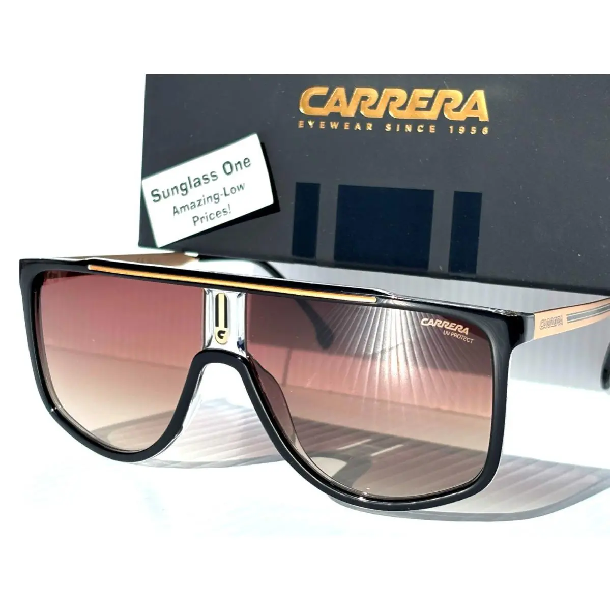 Carrera Black Gold Frame Gradient Brown Lens Sunglass 1056/S 2M2HA