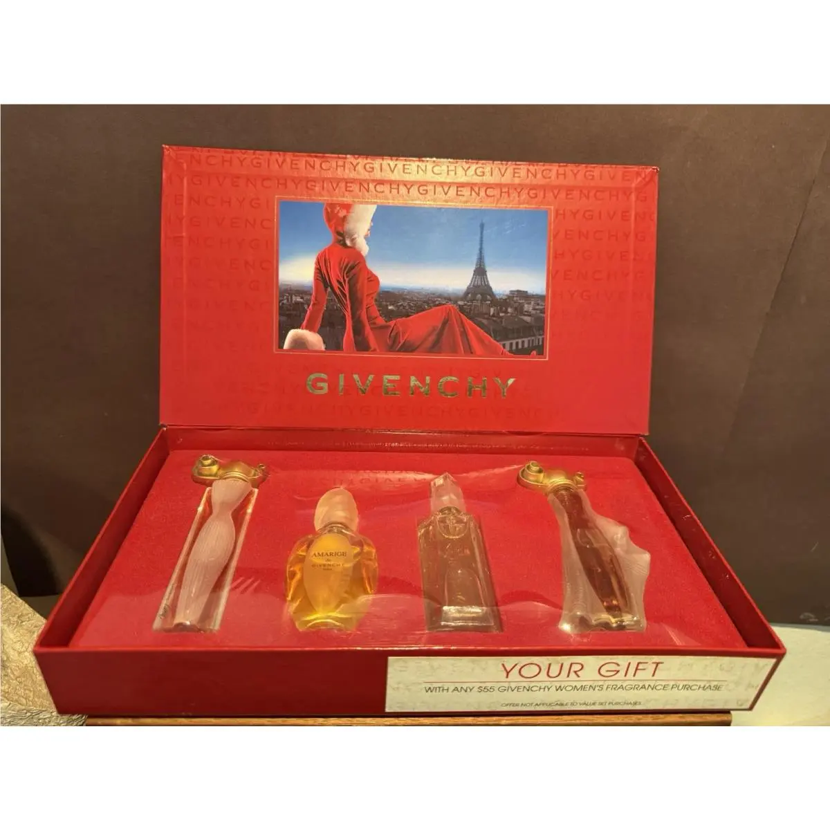 4 Pcs. Gift Set Givenchy 0.5 oz Eau de Toilette Spray 3 Parfum Amarige Organza