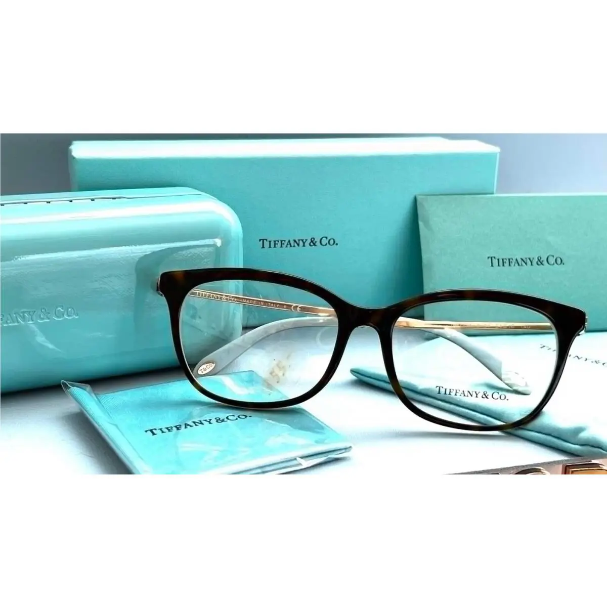 Tiffany Co TF2157 8134 Rectangular Black Blue Eyeglasses 253