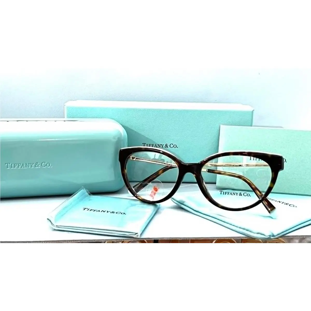 Tiffany Co TF2183 8015 Cat Eye Havana Gold Eyeglasses 266